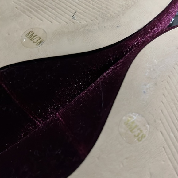 High society velvet wine flats with square bling nwt size 8/38 - Picture 5 of 7